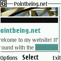 Screenshot of Pointbeing.net as viewed on a Nokia 6230i mobile phone